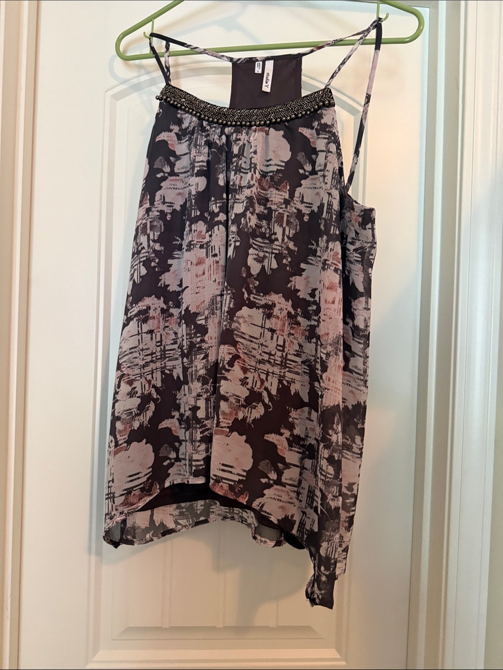 Maurices Beaded-Neck High-Low Printed Skirt - Black & Pink